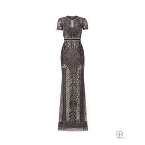 Marchesa Notte Silver Embroidered Gown